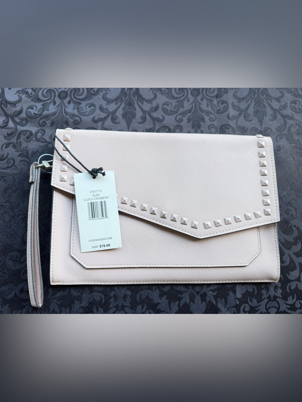 Steve Madden Blush Studded Envelope Clutch Wristlet Crossbody Wallet NWT